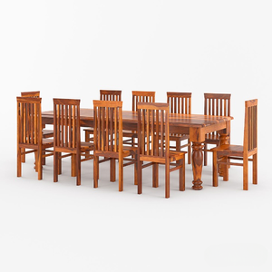 Juego de Comedor Moderno de Madera Maciza de 11 Piezas para 10 Personas con Patas de Metal Personalizadas y Sillas Estilo Misión - Product Image 4