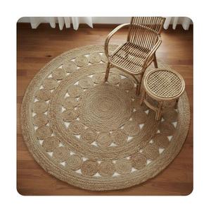 Tapis en jute tressé personnalisable, chanvre biologique, tricoté à la main, rustique, bohème, rond, tapis en jute pour l'entrée de la maison, nouveauté - Product Image 4