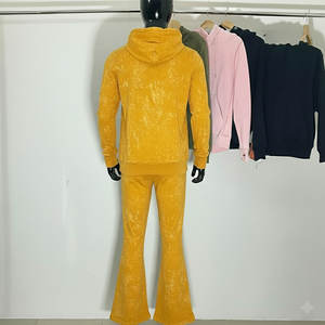 Conjunto de Chándal Personalizado con Lavado Ácido y Pedrería, Sudadera con Capucha con Cremallera y Pantalones Deportivos Holgados de Pierna Recta, 100% Algodón French Terry, MOQ 10 - Product Image 3