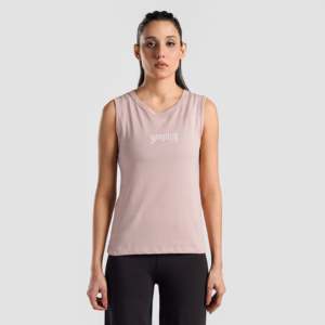 Débardeur rose poudré pour femme AXE, camisole tricotée respirante, crop top basique confortable avec logo personnalisé pour la salle de sport - Product Image 1
