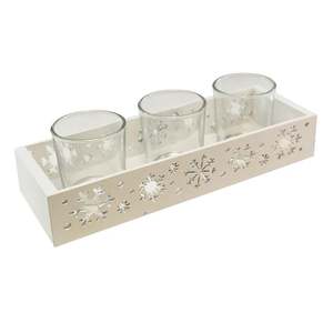 Wood Votive Holder Snowflake Candle Tray Indoor & <b>Outdoor</b> Tealight Candle Holder for Home Hotel Office Wedding Party Decoration - Product Image 1