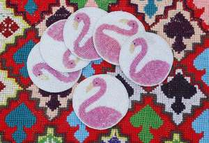 MS HANDICRAFT Handmade Glass Beaded <b>Coasters</b>-Classic <b>Drink</b> <b>Coasters</b> Polyester Backing (4x4 Inch) Portable for Church Religious - Product Image 5