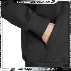 Sudaderas con capucha extragrandes de algodón de alta calidad para hombre, ropa de calle con logotipo personalizado, Sudadera con capucha negra de algodón pesado con cremallera para hombre - Product Image 3