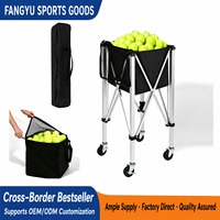 Machine à balles de tennis pliable en alliage d'aluminium JAS Sports avec capacité de 150 balles, outil d'entraînement portable pour l'extérieur
