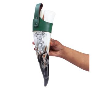 Corne à boire Viking polie décorée de pierre d'agate véritable - Product Image 6