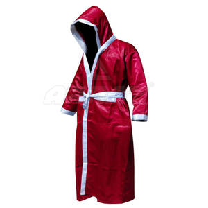 Bata de boxeo de satén clásica para competición y entrenamiento Bata de boxeo de cuerpo entero con lazo en la cintura y capucha - Product Image 3