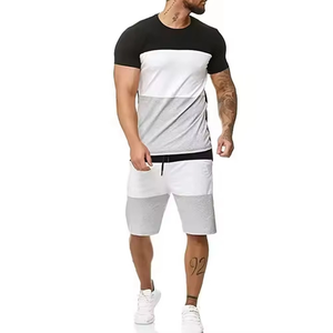 Conjunto de camiseta y pantalones cortos de algodón de verano unisex, conjunto de pantalones cortos de dos piezas transpirables informales con logotipo personalizado para hombre - Product Image 6