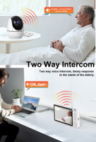 Monitor Inalámbrico para Personas Mayores con WiFi de 5.0 Pulgadas y Video 1080P, Botón de Emergencia SOS, Control Remoto por Aplicación, Cámara Panorámica/Inclinable de 2.4GHz FHSS, ABM520S