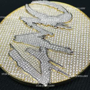 Pendentif avec logo Moissanite personnalisé, Pendentif avec logo personnalisé Moissanite VVS, Pendentif Moissanite personnalisé, Pendentif Moissanite Hip Hop en argent - Product Image 5