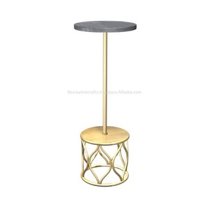 Hot Selling Rustic Modern Drink <b>Table</b> With Metal Top and Turned Wood Base Enhances Home Decor <b>Coffee</b> <b>Tables</b> <b>Set</b> - Product Image 5