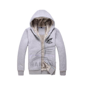 Pull à capuche d'hiver à fermeture éclair complète thermique tricotée solide et personnalisée pour hommes vente en gros 100% coton épais faux basique coton mélangé - Product Image 4