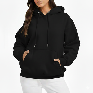Sweat à capuche décontracté à manches longues pour femme, imprimé sur mesure, respirant, mode d'hiver, logo frontal, col à capuche, 100% coton polaire - Product Image 1