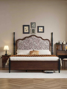 Modern Solid Wood Wall <b>Bed</b> <b>Frame</b> with Headboard - Product Image 2