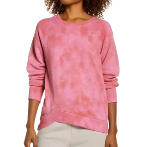 Sudadera con Logo Personalizado, Estilo Tie-Dye Rosa de Moda, Cuello Redondo, Manga Larga, Ropa Casual para Mujer, Corte Holgado, Sudadera Elegante, Servicios OEM - Product Image 5