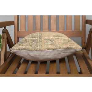 Beige Wool Kantha Patchwork <b>Pillow</b> 14x14 Inch Luxury Vintage Embroidered Fluffy Rustic <b>Throw</b> <b>Pillow</b> for Floor Use - Product Image 5