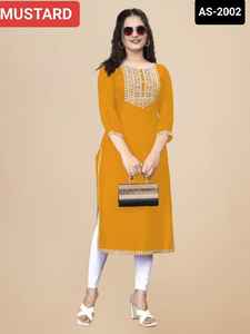 Ropa informal y diaria India Rayón simple con hermoso trabajo de bordado Kurtis elegantes con el precio más bajo y la mejor calidad Kurtis - Product Image 6