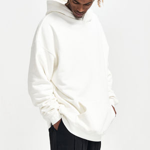 Sudadera con capucha gruesa y pesada para hombre, básica, de algodón mezclado, con logo personalizado, forro polar transpirable, bolsillo, manga larga, corte regular - Product Image 5