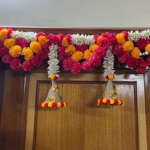 Toran <b>Door</b> Hanging Diwali Backdrop Marigold <b>Door</b> Valence Jute & Pom Pom Wall Hanging Entryway Decor Wall Decor New Home gift - Product Image 1