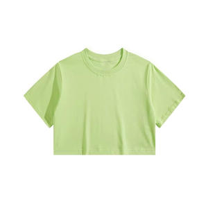 Camisa corta de algodón 100% de alta calidad para mujer, ropa informal de moda de verano transpirable teñida Lisa personalizada - Product Image 3