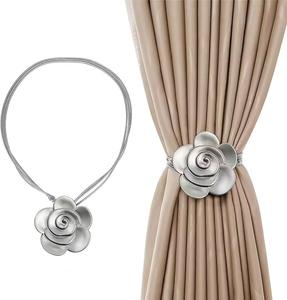 Ensemble professionnel 2 rideaux en métal argenté retenir embrasses Design industriel Style accessoires pour la maison décoration décorative Rose - Product Image 1