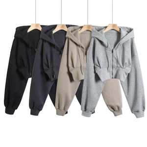 Design unique 2025 veste courte à glissière pour femmes 100% coton sweat à capuche solide avec logo avant personnalisé imprimé Style Hip Hop d'hiver - Product Image 1