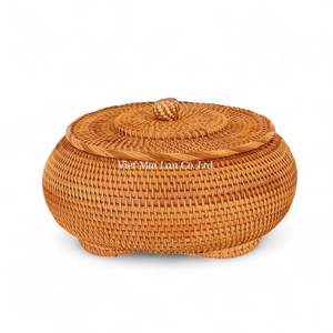 กล่องเก็บของหวายทำมือ ด้วยพื้นผิวธรรมชาติ สำหรับการจัดระเบียบบ้านในชีวิตประจำวัน - Product Image 1