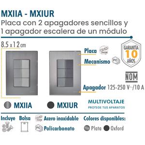 Interruttori per scale, MXIIA-001, 1 pezzo, Switchx2/Interruttore per scale, 125-250VAC, 10A, 50/60Hz, Argento, Acciaio inossidabile/PC. - Product Image 2