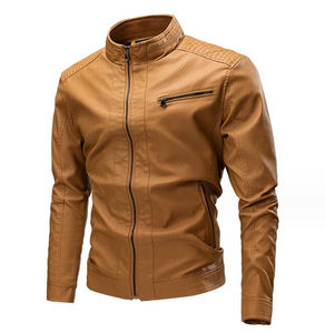 Veste en cuir PU de poche pour motard, tenue d'automne et d'hiver pour hommes, nouveau manteau en cuir vintage et décontracté - Product Image 2