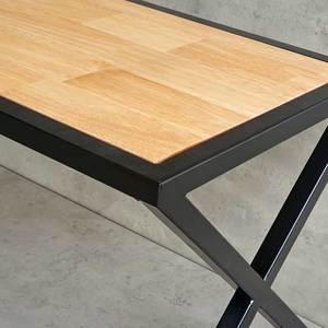 Modern Industrial X-Shaped Patio/Garden <b>Bench</b> (120x40x45cm)-Solid <b>Wood</b>/Metal - Product Image 5