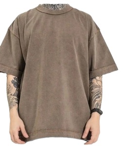 Men's Cotton T-Shirts Oversized <b>Drop</b> Shoulder T-shirts Baggy <b>Acid</b> Wash Blank Plain High Quality Boxy Fit T-Shirts For Men's - Product Image 3