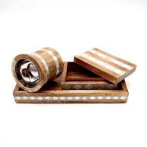 Factory Sale Decorative Acacia Wood Serving Tray <b>Ramadan</b> Eid Gift with Mother Pearl Inlay <b>Chocolate</b> Dessert Tray - Product Image 1