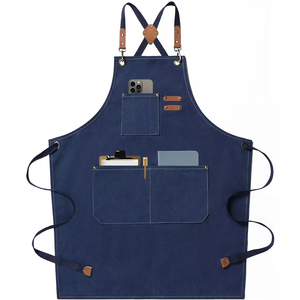 Tablier de chef en toile de coton réglable et résistant avec logo personnalisé, dos croisé et grandes poches - Product Image 2