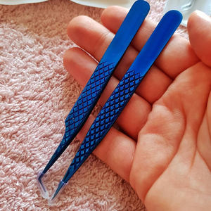 แหนบขนตาแบบด้ามไฟเบอร์แหนบต่อขนตาแบบสแตนเลสสีน้ำเงินพลาสม่า - Product Image 6