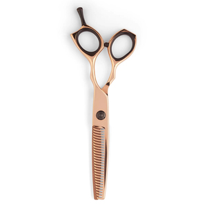 Ciseaux amincissants pour cheveux couleur or rose Ciseaux amincissants pour la coupe de cheveux en acier inoxydable avec repose-doigt réglable - Product Image 5