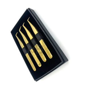 Pinzas para Extensión de Pestañas de Alta Calidad, 4 Piezas, en Caja de Cartón Recubierta de Papel Negro, Personalizables - Product Image 5