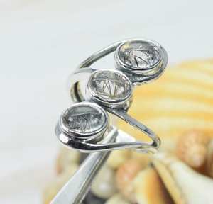 Natural Black Rutile Smooth Oval Shape Carved Gemstone Ring 925 Sterling <b>Silver</b> Party Wear Fashion Rings for <b>Women</b> Jewelry Bulk - Product Image 1