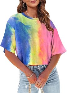 Women OEM Custom Logo Half Sleeve T-Shirts Drop Shoulder Crew Neck Crop Tee Casual <b>Tie</b>-Dyed Summer Sport Basic T-shirt for men - Product Image 5