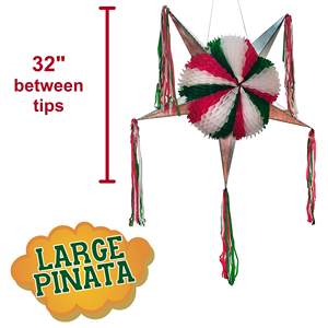Décoration de fête du Jour de l'Indépendance mexicaine, piñata grande verte, blanche et rouge, étoile à 5 branches pliable, piñata Fiesta Mexicana - Product Image 4