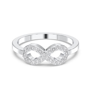 Infinity Shape 0,20 Quilates, juego de pavé de diamante redondo cultivado en laboratorio, anillo de compromiso de lujo, K 10, 14K, 18K, oro macizo, unisex, quilates - Product Image 3