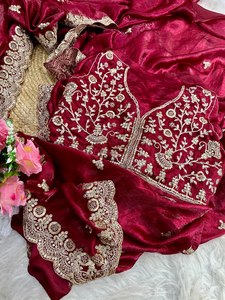 Saree de seda satinada de lujo con lentejuelas y bordado de Jari Dori, borde elegante, perfecto para bodas, fiestas y festivales - Product Image 4