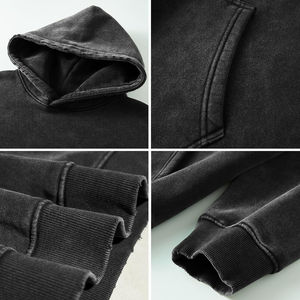 2025 nueva llegada diseño desgastado Sudadera con capucha hombres Casual Vintage ácido piedra lavado 100% algodón Premium básico algodón mezclado - Product Image 4