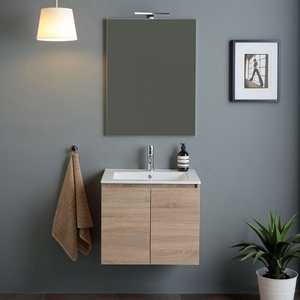 Meubles-lavabos de salle de bain 60 cm, composition 2 portes avec lavabo Belize 60x80 et miroir - Product Image 2