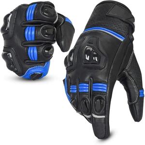 Genuine Leather Racing <b>Gloves</b> <b>Touch</b> Screen Compatible Hard Knuckle Motorsports Gear for Motorbike & ATV Riding - Product Image 2