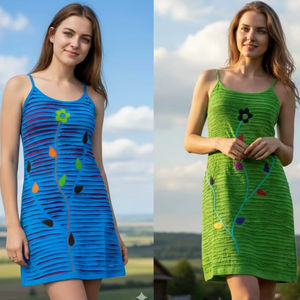 Robe de style népalais à imprimé floral, tissu de bonneterie à la mode, robe multicolore traditionnelle de fabrication indienne - Product Image 1