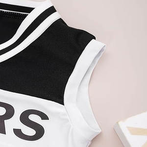 Vêtements de cheerleading imprimés pour filles, noir et blanc, vente en gros |   Uniformes de cheerleading imprimés par transfert thermique pour les équipes scolaires, jeunes - Product Image 6