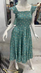 2025 elegante vestido Maxi tejido acampanado para mujer estampado algodón estilo festivo con cordones mangas farol diseño de un solo pecho Natural - Product Image 4