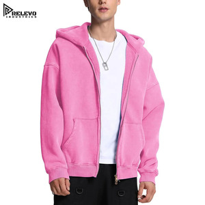 Nouveau sweat à capuche zippé pour homme, style streetwear, double fermeture éclair sur le devant, coupe classique, motif uni, épaules tombantes, hiver, 2 pièces - Product Image 3