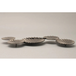 Bol décoratif moderne en métal avec branche de fleur, bol de service aux noix fini de couleur marron antique doré - Product Image 5