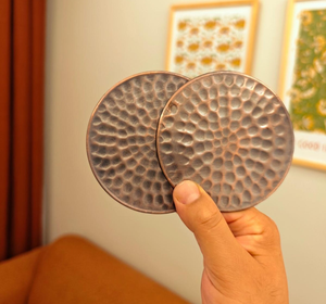 Hammered metal coaster Copper coaster set Handmade metal coasters Rustic drink coaster Vintage metal coaster Brass coaster - Product Image 1
