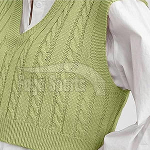 Custom OEM Winter V-Neck 100% Cotton Breathable Sleeveless Knit <b>Vest</b> Front Logo - Product Image 5